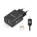 ALIGATOR sieťová nabíjačka iPhone/iPad 2xUSB výst.2,4A, smart IC,čierna