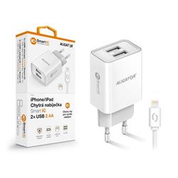ALIGATOR síťová nabíječka iPhone/iPad 2xUSB výst.2,4A, smart IC, bílá