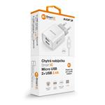 ALIGATOR síťová nabíječka MicroUSB 2xUSB výst. 2,4A, smart IC, bílá
