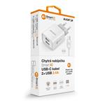 ALIGATOR síťová nabíječka USB-C 2xUSB výstup, 2,4A, smart IC, bílá