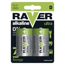 Alkalická batéria RAVER D (LR20) blister 2Ks