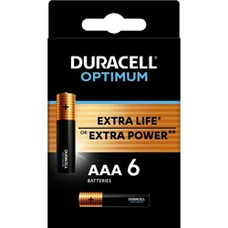 Alkalické batérie Duracell Optimum, 6 ks (AAA)