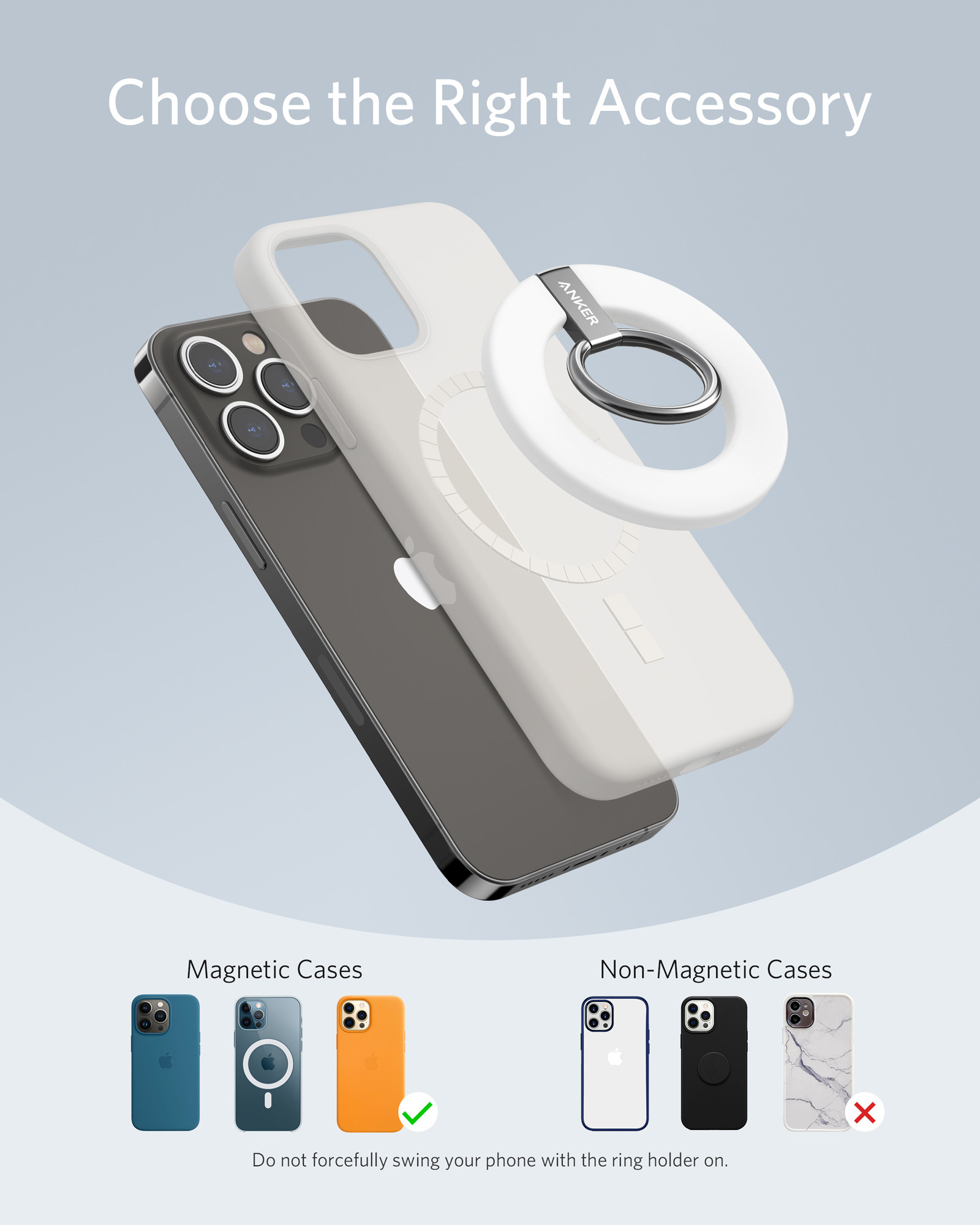 Anker Mag Go Ring Holder, White (A25A0G21) TSBOHEMIA.CZ