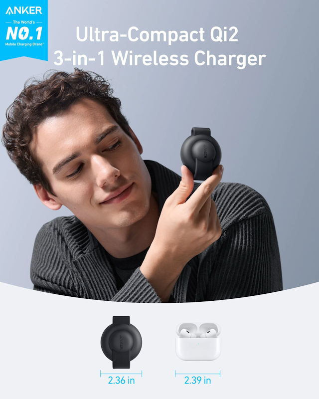 Anker MagGo B25M8 15W bezdrôtová nabíjačka čierna