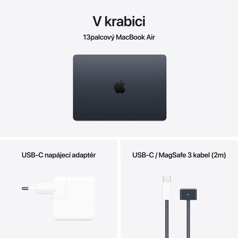 Apple MacBook Air 13, M4 16GB,256GB, midnight, CZ znaky
