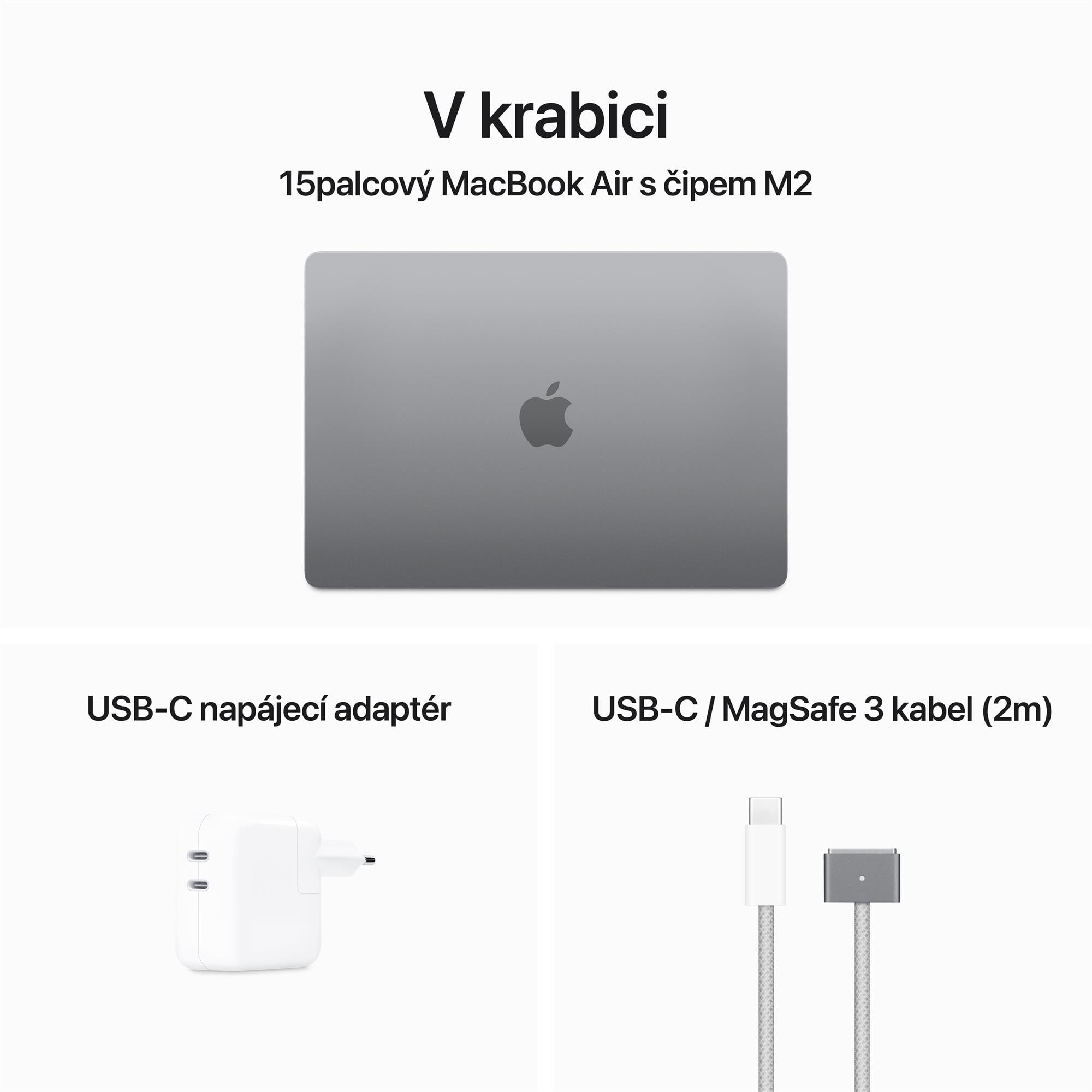Apple MacBook Air 15",M2 8-core CPU/10-core GPU,8GB,256GB,Space Grey,CZ (MQKP3CZ/A)