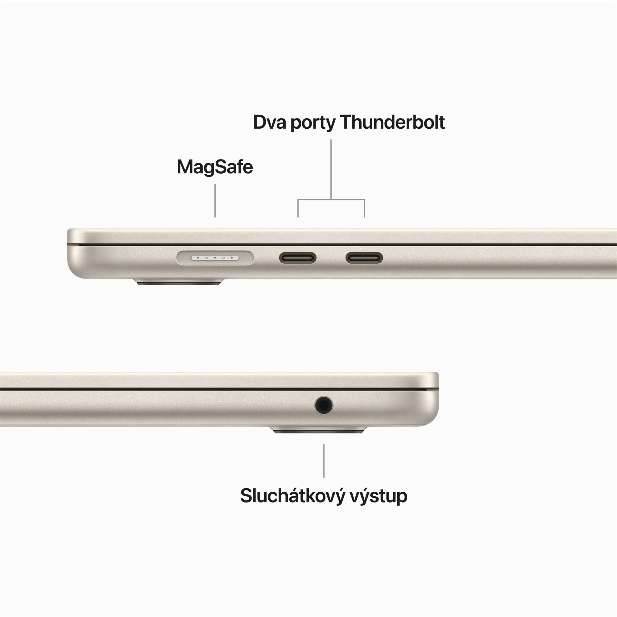 Apple MacBook Air 15",M2 8-core CPU/10-core GPU,8GB,256GB,Starlight,CZ (MQKU3CZ/A)