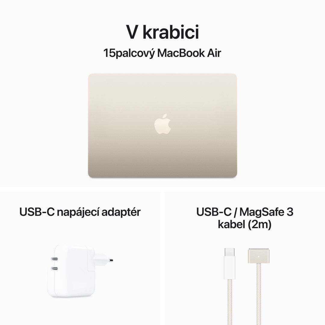 Apple MacBook Air 15'',M3 8-core CPU/10-core GPU,512GB,8GB,Starlight (mryt3cz/a)