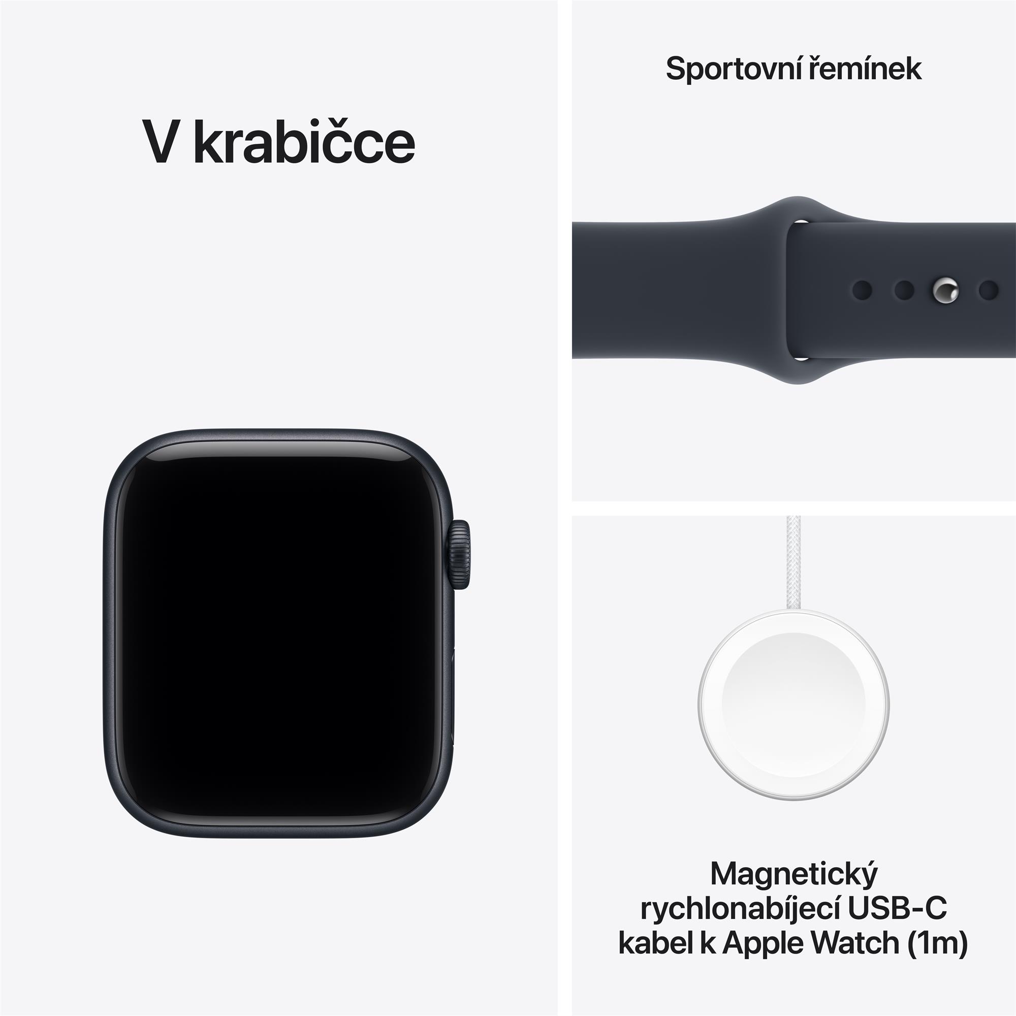 Apple Watch SE 3 GPS 40mm Midnight Aluminium Case with Navy Blue Sport Band - M/L