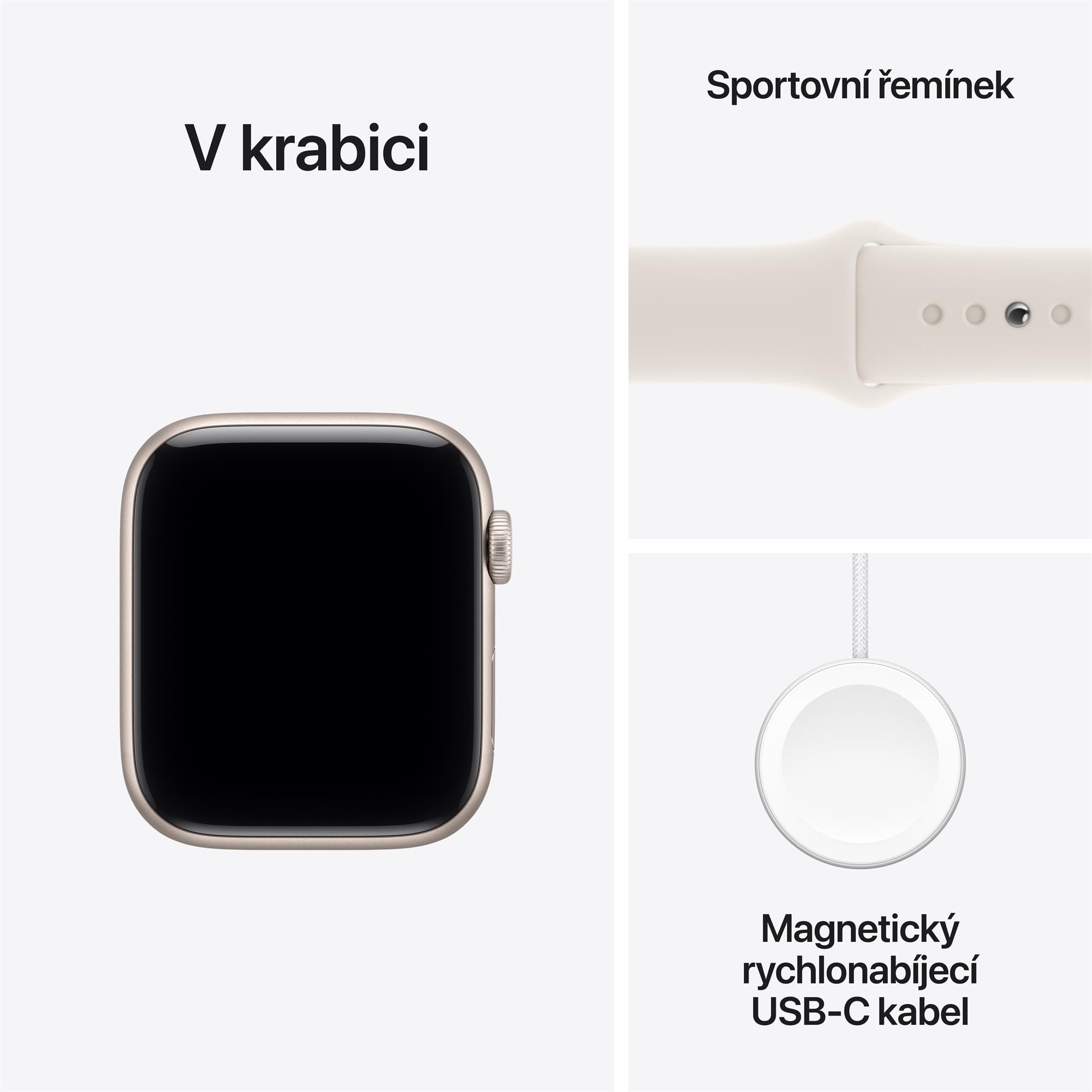 Apple Watch SE 3 GPS + Cellular 40 mm, hliníkové puzdro v odtieni Starlight so športovým remienkom v odtieni Sand – M/L