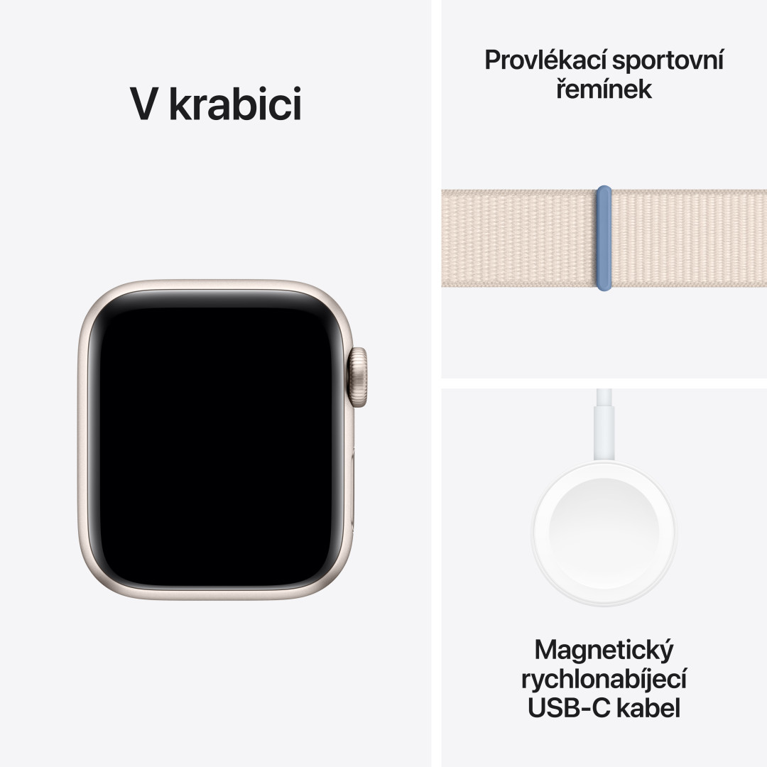 Apple Watch SE 40 mm Star White Aluminium s hviezdičkovým bielym športovým remienkom
