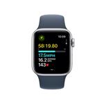 Apple Watch SE 40 mm strieborné hliníkové so športovým remienkom v búrkovo modrej farbe - M/L
