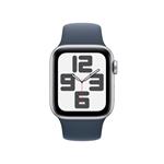 Apple Watch SE 40 mm strieborné hliníkové so športovým remienkom v búrkovo modrej farbe - S/M