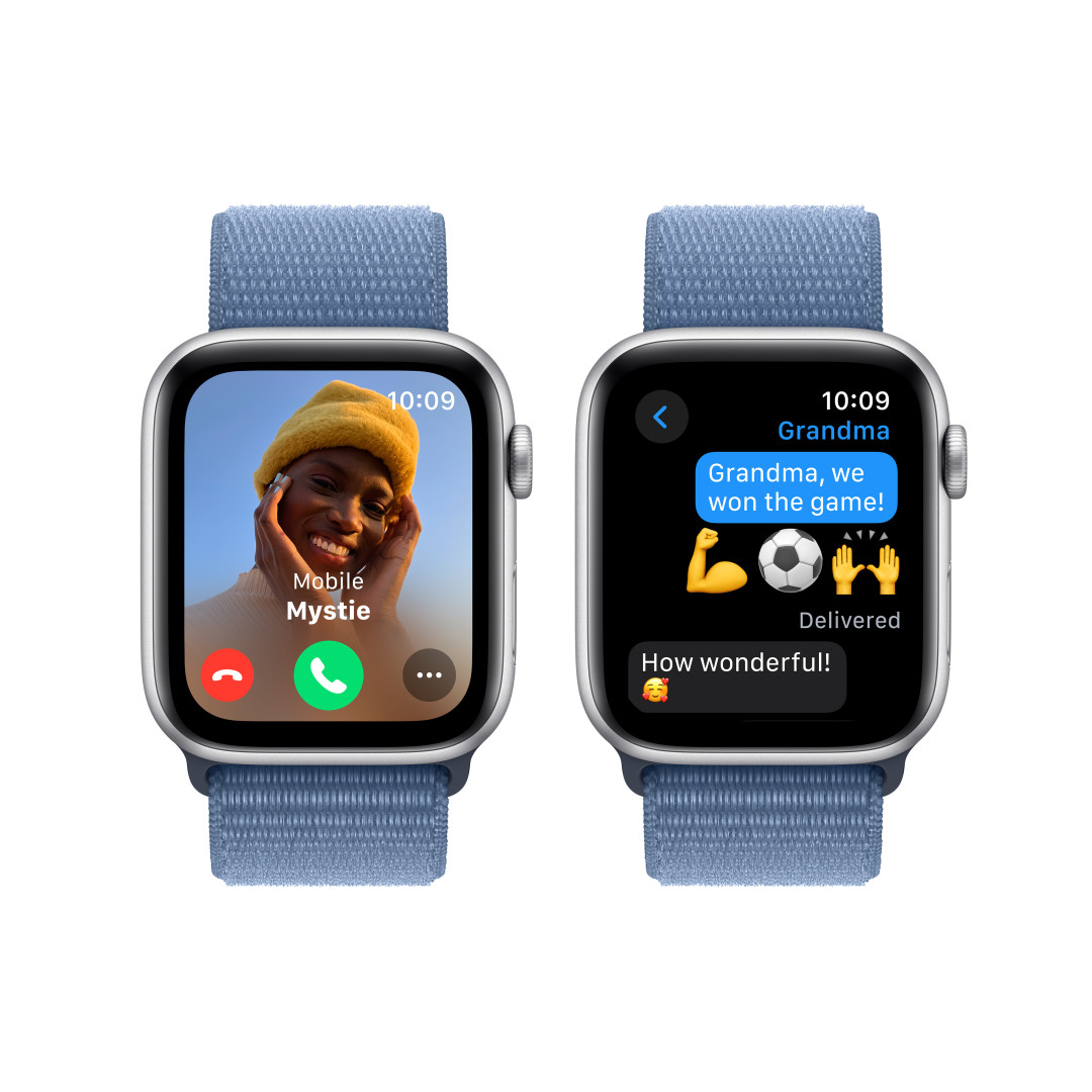 Apple Watch SE 40 mm strieborný hliník s ľadovo modrým športovým remienkom