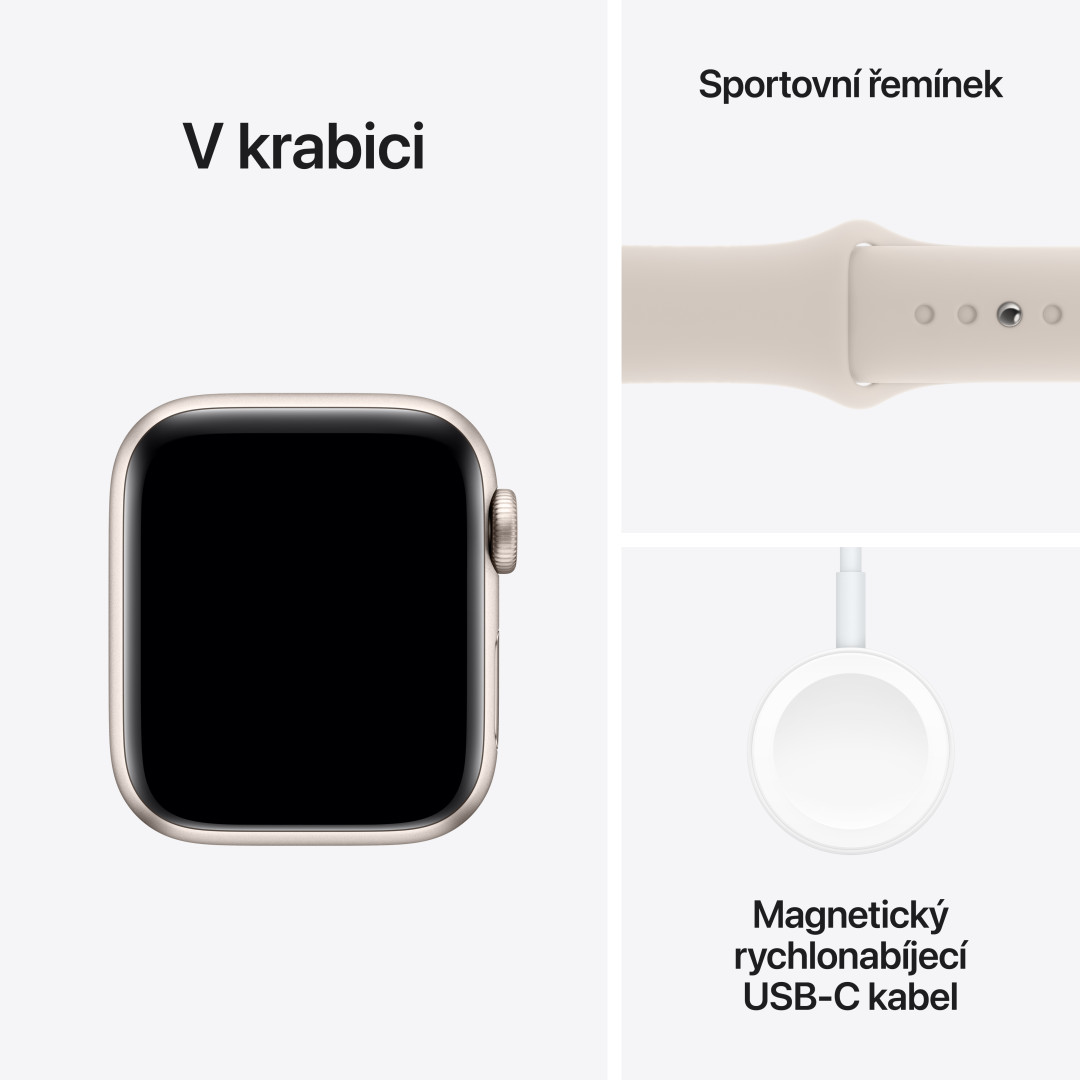 Apple Watch SE 40mm Hvězdně bílý hliník s hvězdně bílým sportovním řemínkem - S/M