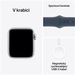 Apple Watch SE 40mm Stříbrný hliník s bouřkově modrým sportovním řemínkem - S/M