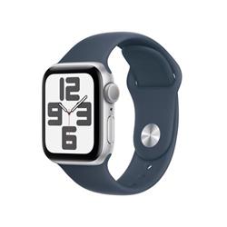 Apple Watch SE 40mm Stříbrný hliník s bouřkově modrým sportovním řemínkem - S/M