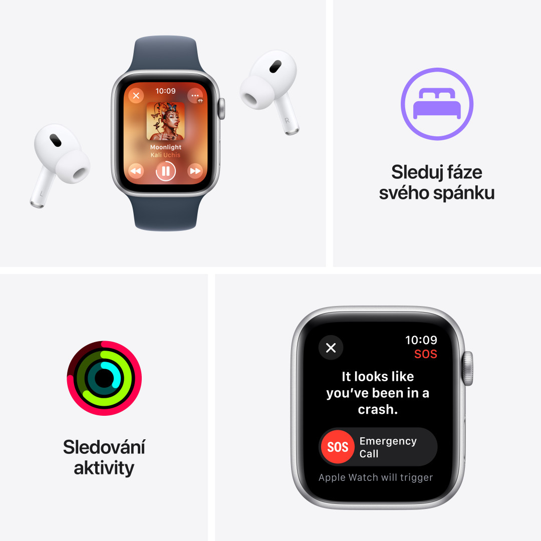 Apple Watch SE Cellular 40mm Stříbrný hliník s ledově modrým provlékacím sportovním řemínkem