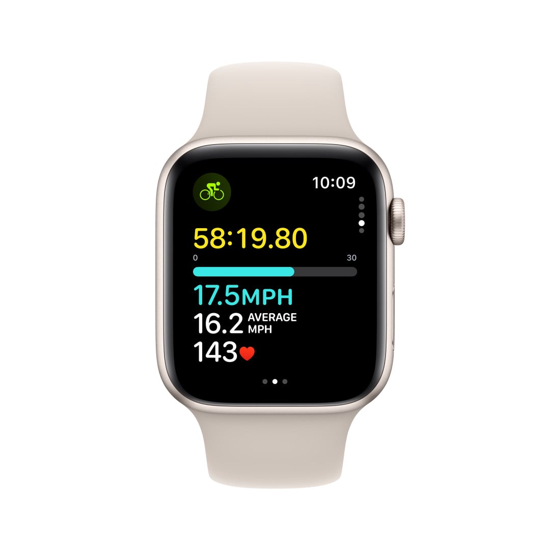 Apple Watch SE Cellular 44 mm Hviezdne biely hliník s hviezdne bielym športovým remienkom - S/M