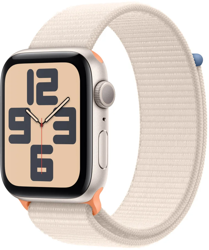 Apple Watch SE Cellular 44mm Hvězdně bílý hliník s hvězdně bílým provlékacím sportovním řemínkem