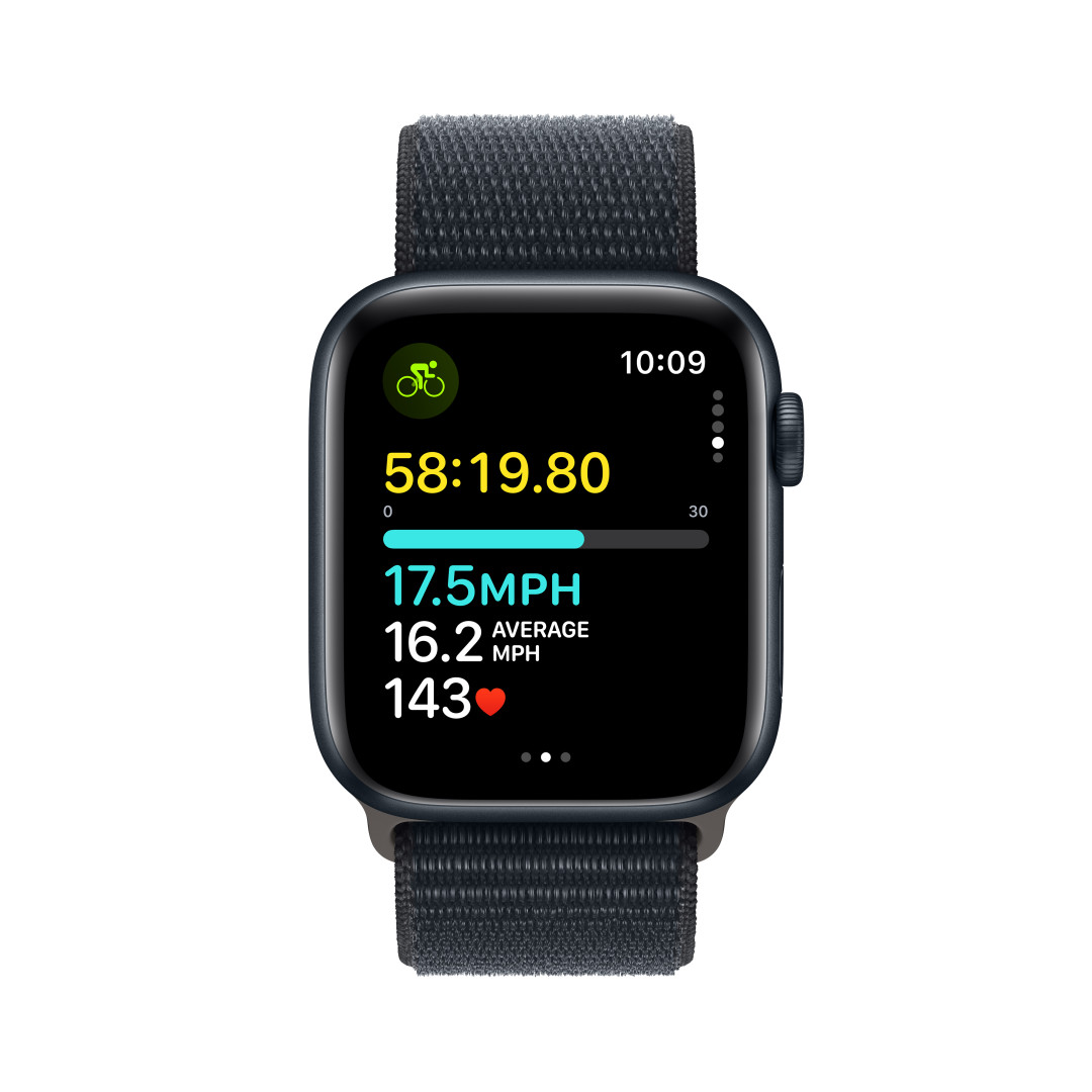 Apple Watch SE Cellular 44mm Temně inkoustový hliník s temně inkoustovým provlékacím řemínkem