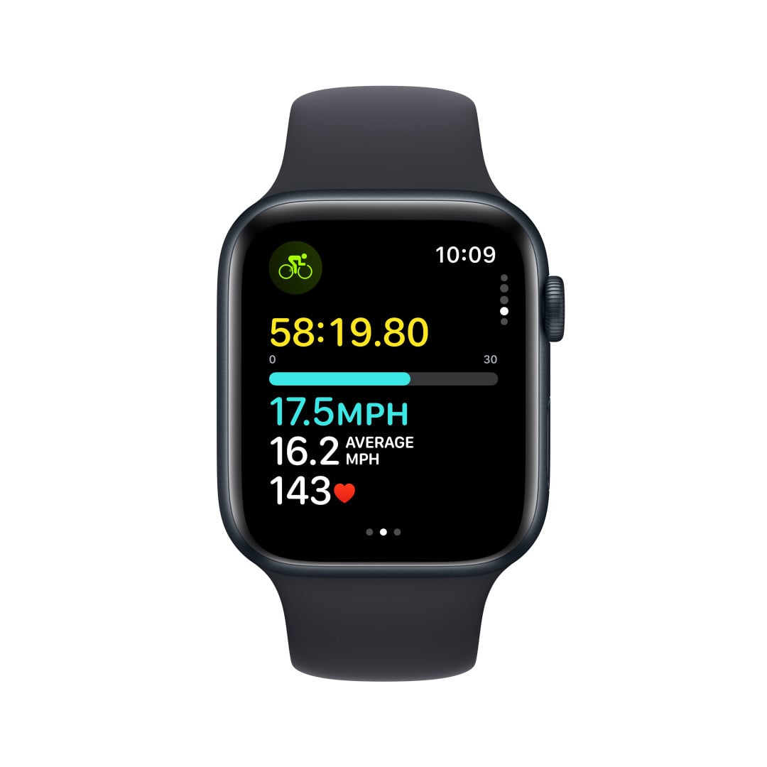 Apple Watch SE Cellular 44mm Temně inkoustový hliník s temně inkoustovým sportovním řemínkem - S/M