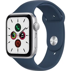 APPLE Watch SE GPS, 44mm Silver Aluminium Case with Abyss Blue Sport Band - Regular (mkq43hc/a)