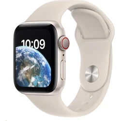 Apple Watch SE GPS + Cellular 40mm Starlight Aluminium Case with Starlight Sport Band - Regular (mnph3cs/a)