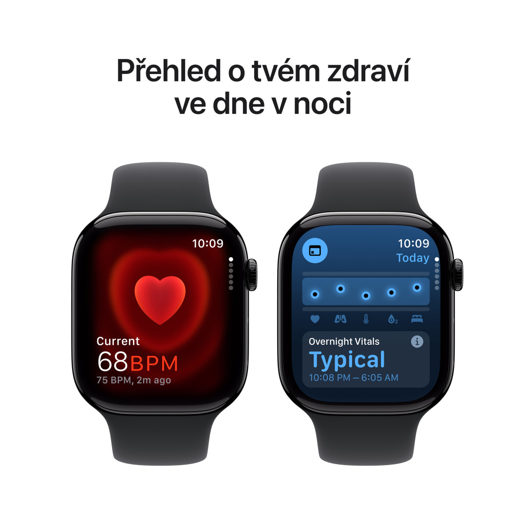 Apple Watch Series 10 GPS 42mm Jet Black Aluminium Case with Black Sport Band - S/M (MWWE3QC/A)