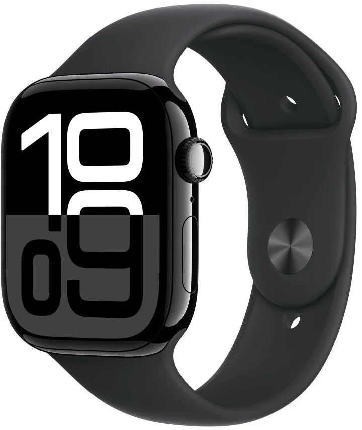 Apple Watch Series 10 GPS 42mm Jet Black Aluminium Case with Black Sport Band - S/M (MWWE3QC/A)