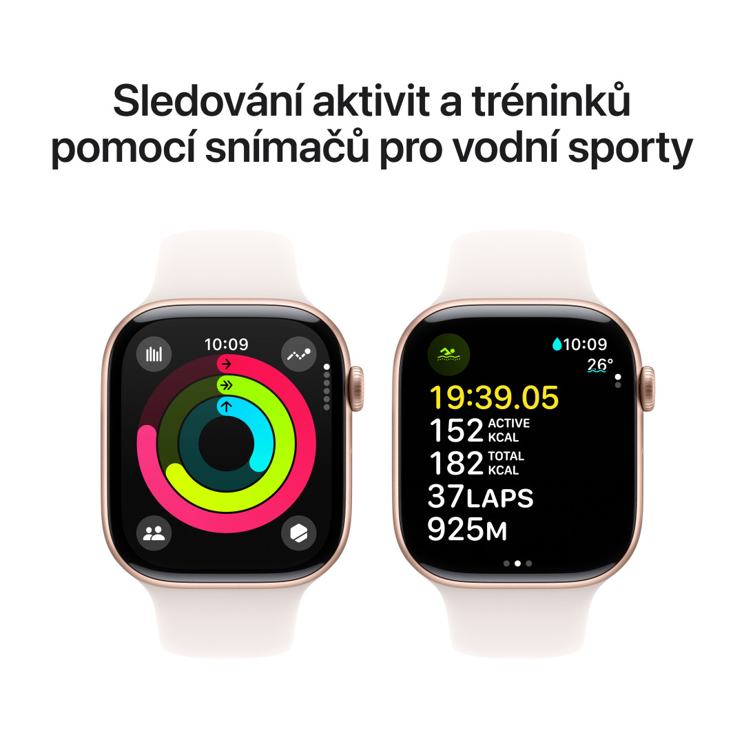Apple Watch Series 10 GPS 42mm Rose Gold Aluminium Case with Light Blush Sport Band - M/L (MWWJ3QC/A)