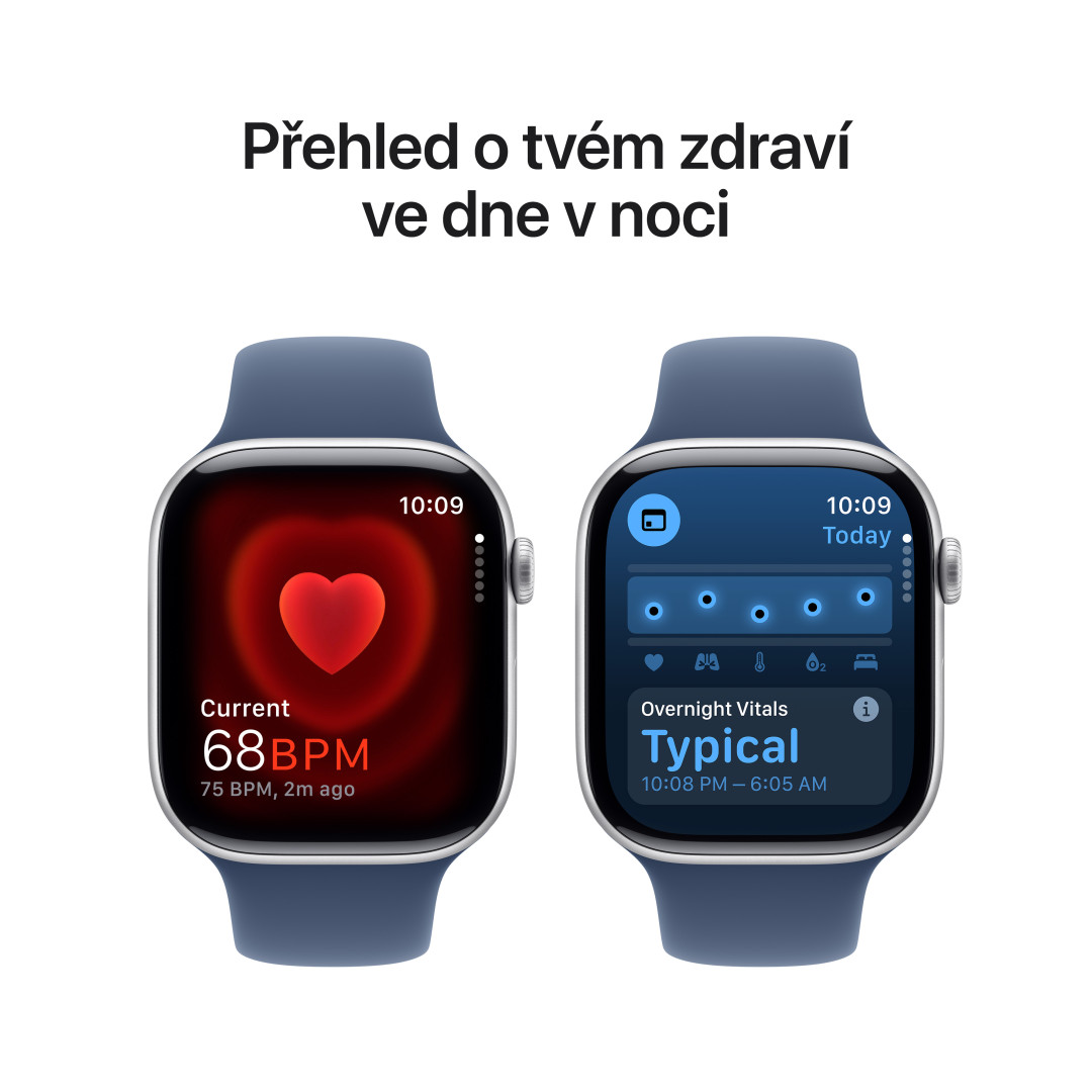 Apple Watch Series 10 GPS 42mm Silver Aluminium Case with Denim Sport Band - M/L (MWWC3QC/A)