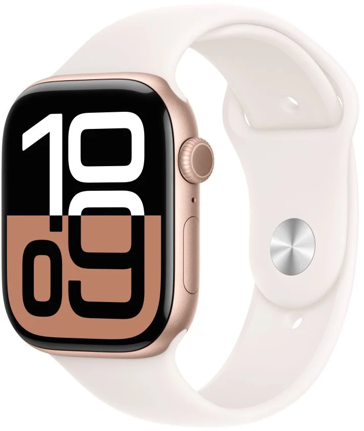 Apple Watch Series 10 GPS 46mm Rose Gold Aluminium Case with Light Blush Sport Band - S/M (MWWT3QC/A)