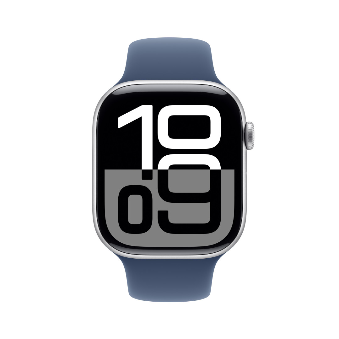 Apple Watch Series 10 GPS 46mm strieborné hliníkové puzdro so športovým denimovým remienkom - M/L (MWWM3QC/A)