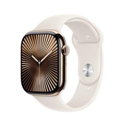 Apple Watch Series 10 GPS + Cellular 42mm Gold Titanium Case with Starlight Sport Band - S/M (MX063QC/A)