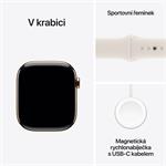 Apple Watch Series 10 GPS + Cellular 42mm zlaté titánové puzdro so športovým remienkom Starlight - M/L (MX073QC/A)