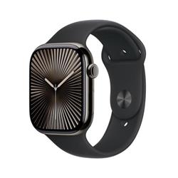 Apple Watch Series 10 GPS + Cellular 46mm bridlicové titánové puzdro s čiernym športovým remienkom - M/L (MWYE3QC/A)