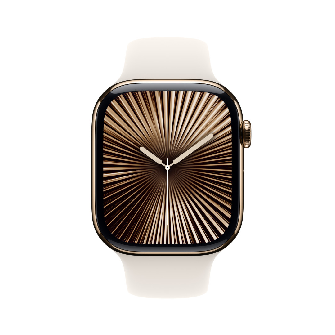Apple Watch Series 10 GPS + Cellular 46mm Gold Titanium Case with Starlight Sport Band - S/M (MWYX3QC/A)