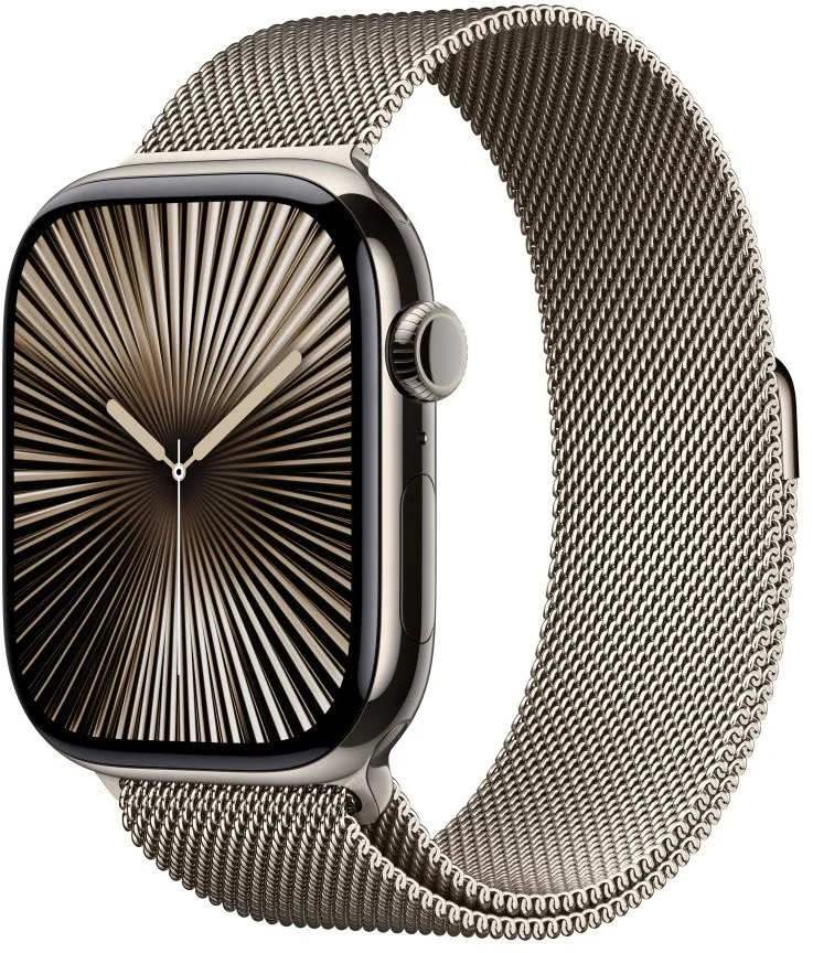 Apple Watch Series 10 GPS + Cellular 46mm puzdro z prírodného titánu s prírodnou milánskou slučkou - M/L (MWYC3QC/A)