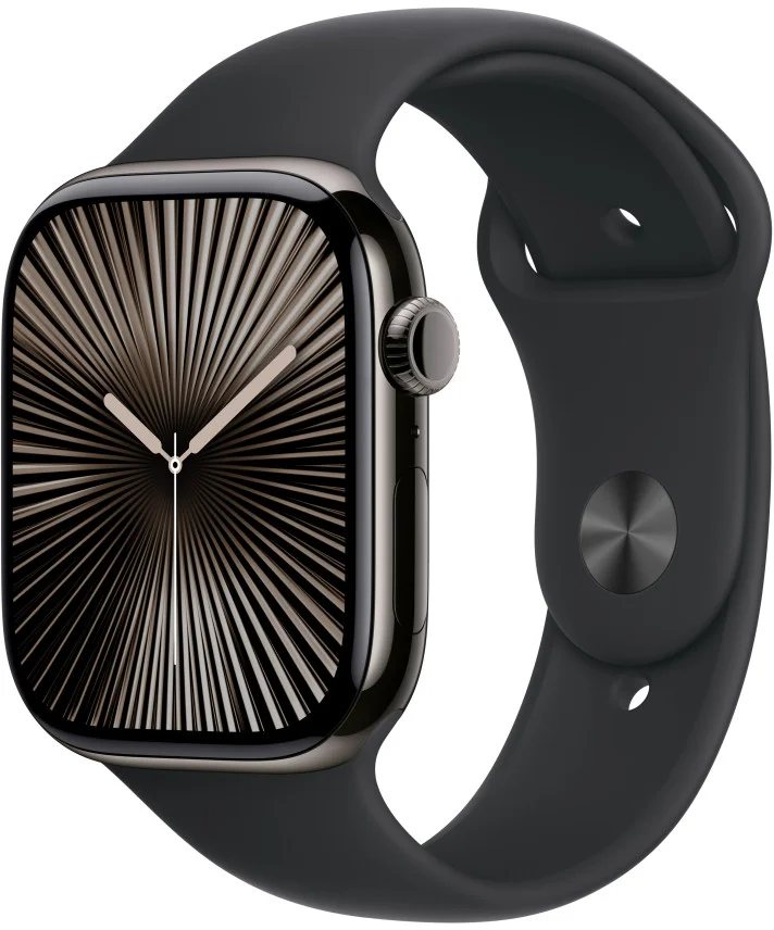 Apple Watch Series 10 GPS + Cellular 46mm Slate Titanium Case with Black Sport Band - M/L (MWYE3QC/A)