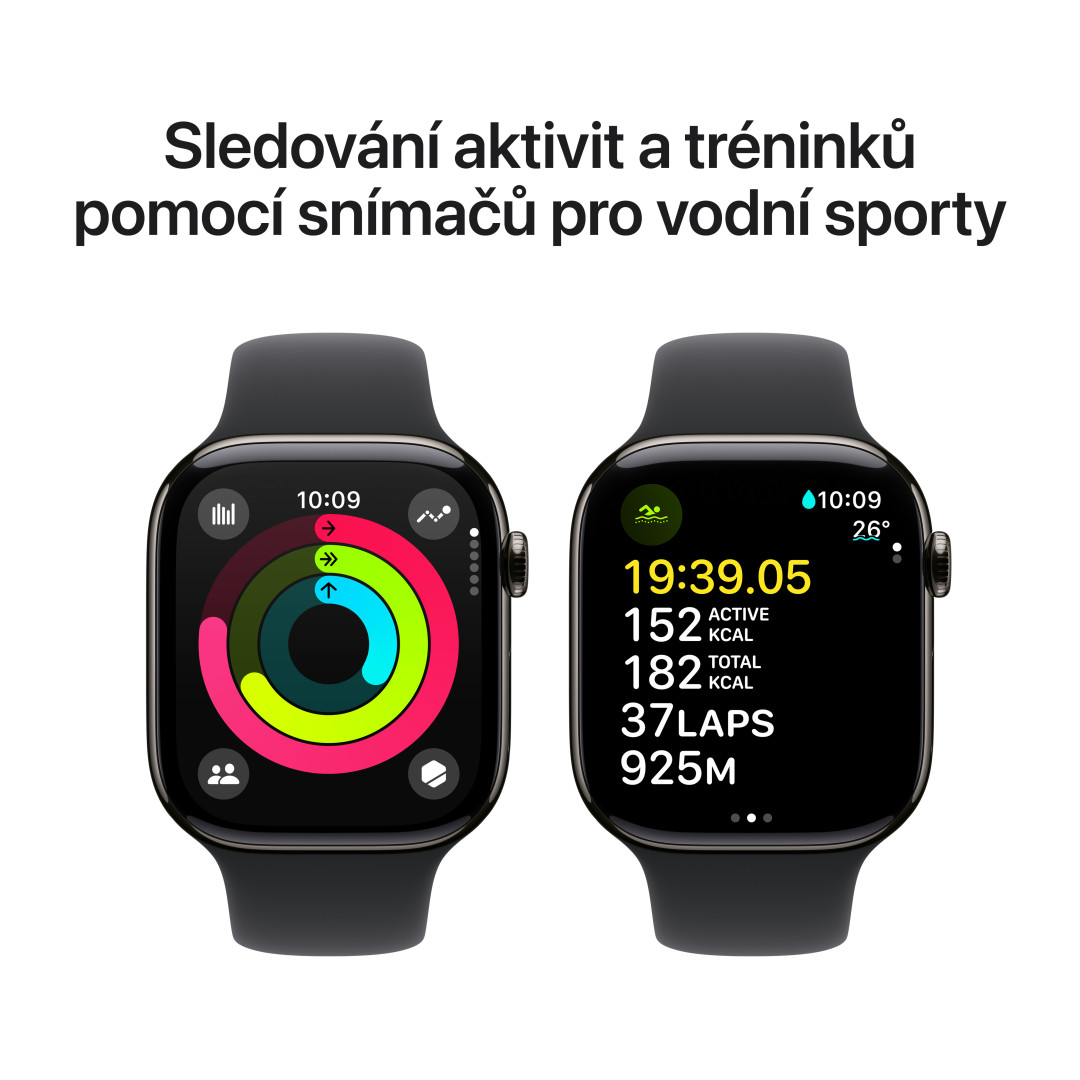 Apple Watch Series 10 GPS + Cellular 46mm Slate Titanium Case with Black Sport Band - S/M (MWYD3QC/A)