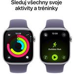 Apple Watch Series 11 GPS 42 mm strieborné puzdro Fialový športový remienok - S/M