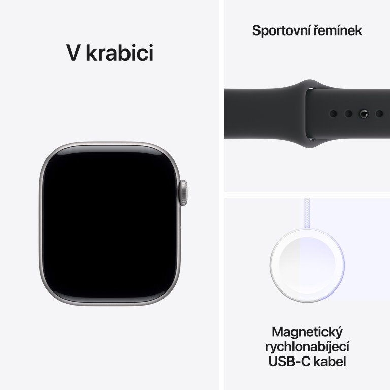 Apple Watch Series 11 GPS 42mm Aluminium Case Black Sport Band - M/L