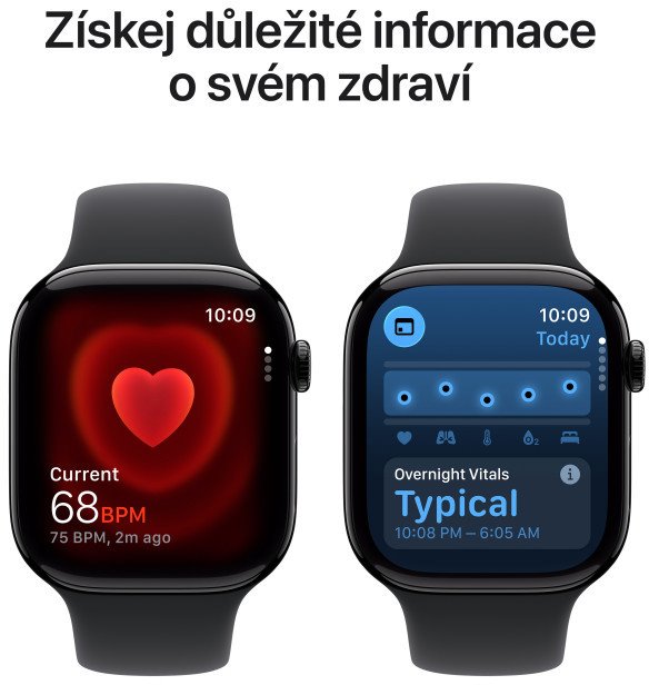 Apple Watch Series 11 GPS 46 mm, čierny hliník, čierny športový remienok – M/L
