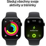 Apple Watch Series 11 GPS 46 mm, čierny hliník, čierny športový remienok – M/L