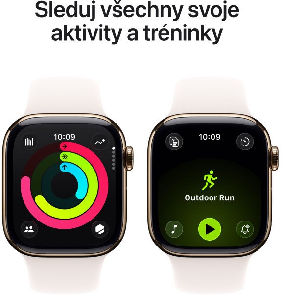 Apple Watch Series 11 GPS + Cellular 42mm Gold Titanium Case with Light Blush Sport Band - M/L