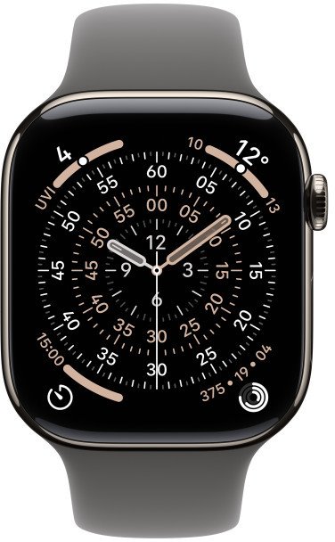 Apple Watch Series 11 GPS + Cellular 42mm Natural Titanium Case with Stone Grey Sport Band - M/L