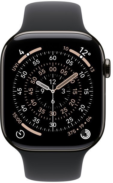 Apple Watch Series 11 GPS + Cellular 42mm Slate Titanium Case with Black Sport Band - S/M