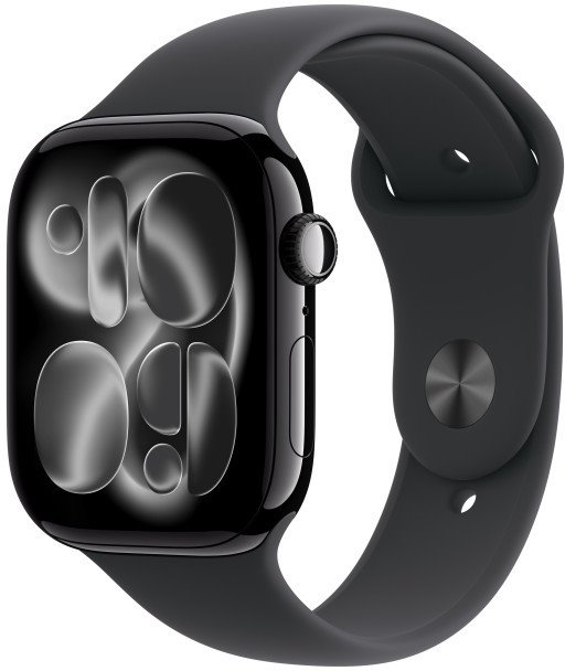Apple Watch Series 11 GPS + Cellular 46 mm Jet Black hliníkové puzdro s čiernym športovým remienkom - S/M