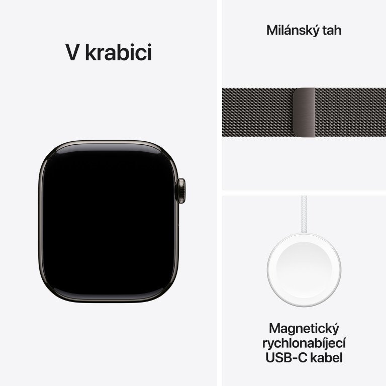Apple Watch Series 11 GPS + Cellular 46mm Titanium + Milánska slučka - S/M